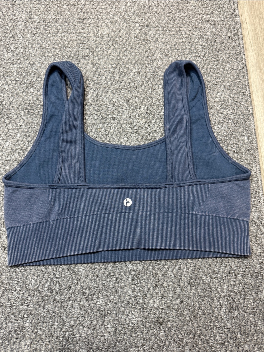 90 Degree By Reflex Ribbed Blue Sports Bra, Size L - Picture 2 of 6